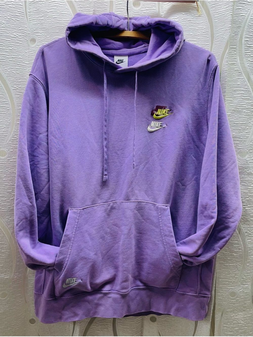 Nike Hoodie Mens Large Purple Multi-Logo Pullover DD4666-589